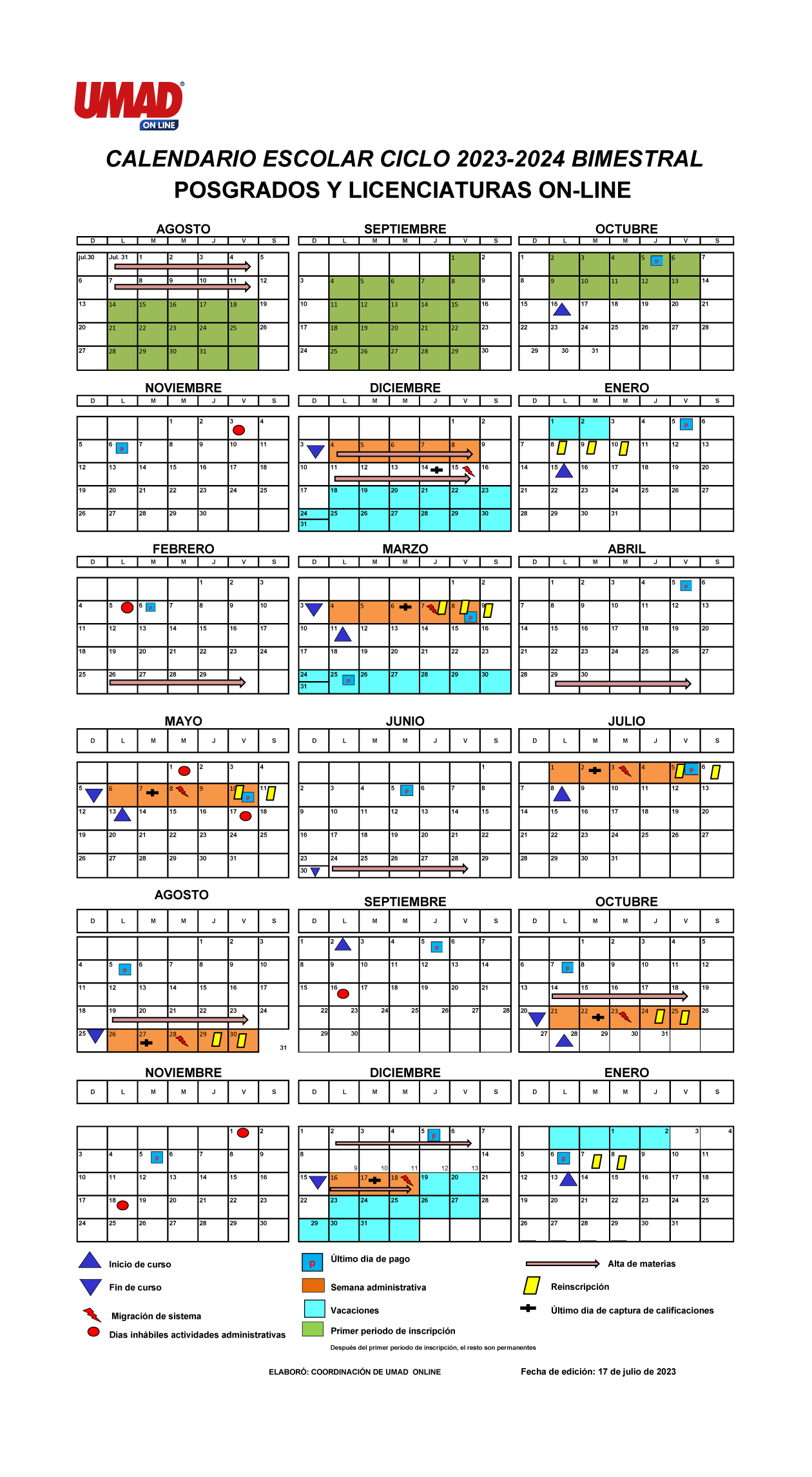 UMAD | Calendario Académico